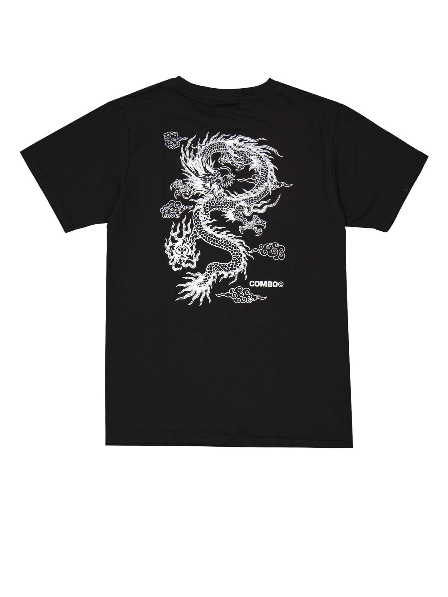 t shirt a manica corta stampa dragon retro